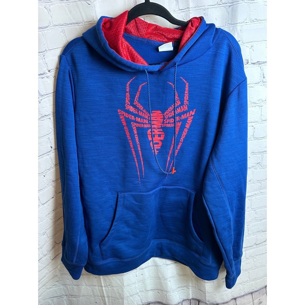 Marvel Spider-Man Hoodie Pullover Graphic Print Blue Red